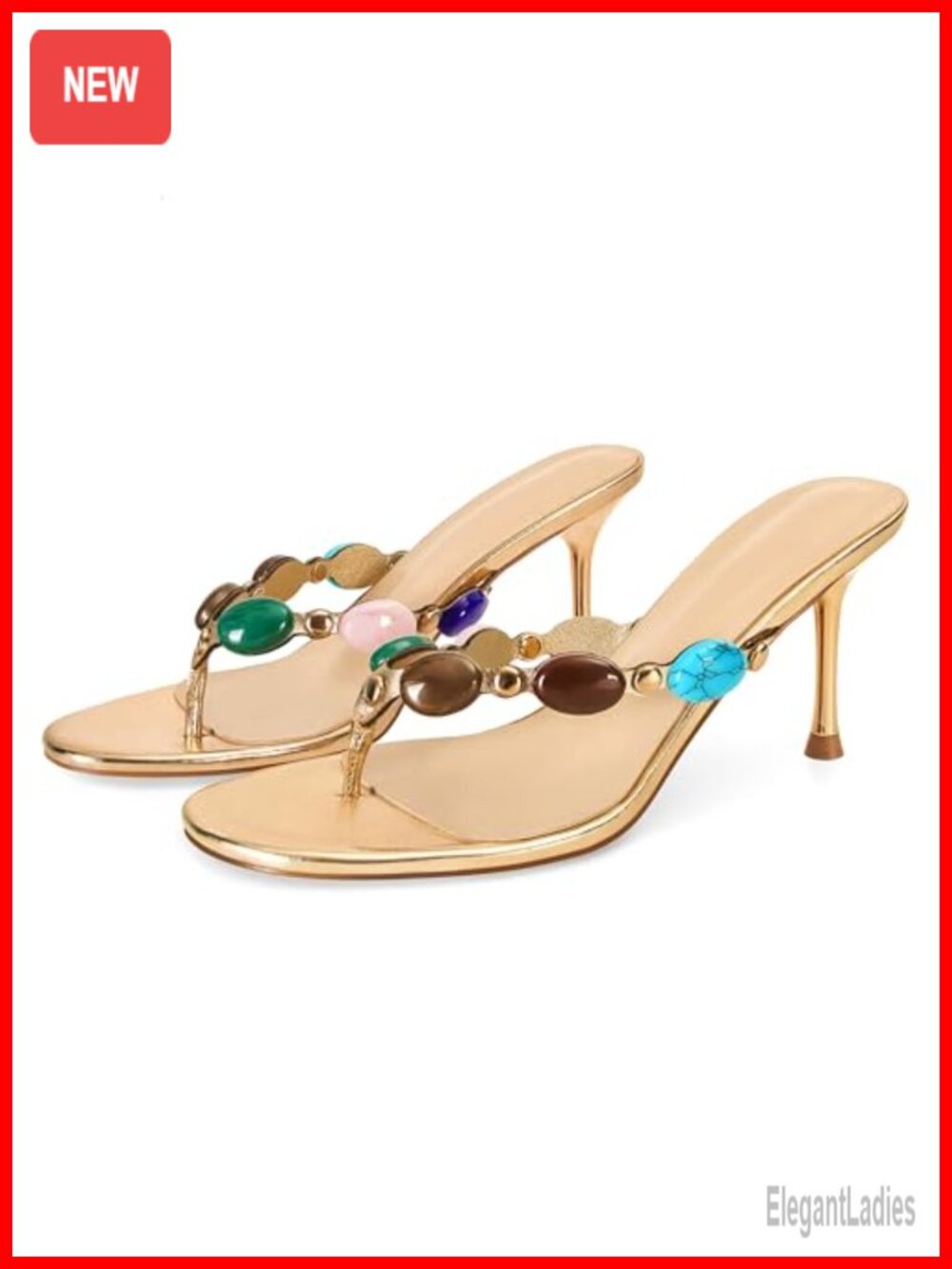 Womens Strappy Heeled Sandals Kitten Heel Slip On Thong Pumps Dressy